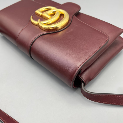 Gucci Small Arli Flap Shoulder Bag Calfskin Burgundy Gucci Small Arli Flap Shoulder Bag Calfskin Burgundy