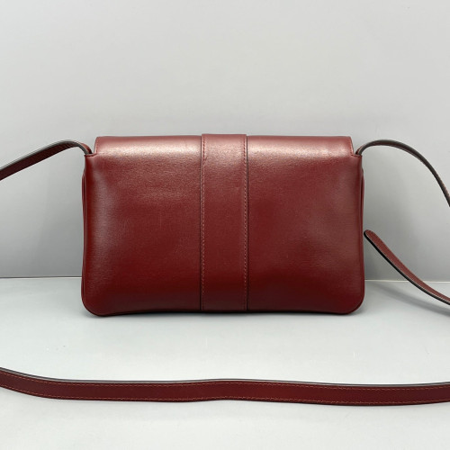 Gucci Small Arli Flap Shoulder Bag Calfskin Burgundy Gucci Small Arli Flap Shoulder Bag Calfskin Burgundy