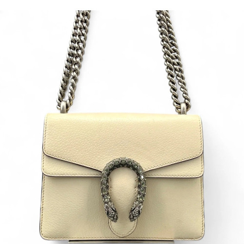 Gucci Strass Small Dionysus Grained Calfskin White