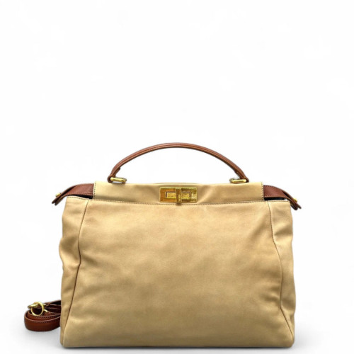 Fendi Peekaboo Iconic Large Calfskin Khaki Brown