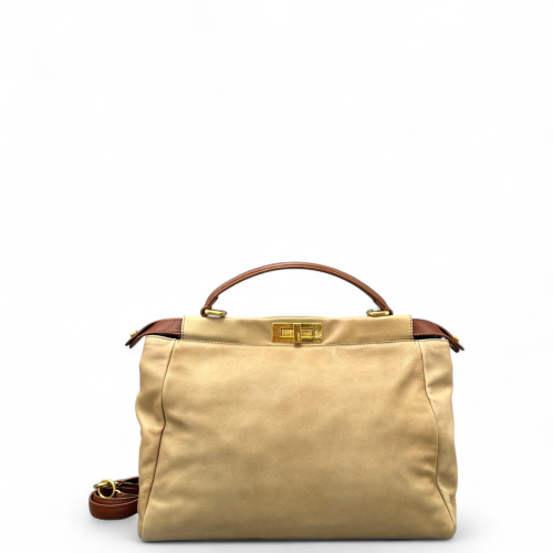 Fendi Peekaboo Iconic Large Calfskin Khaki Brown