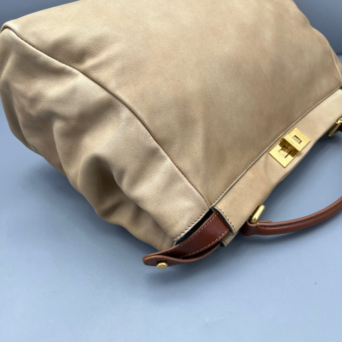 Fendi Peekaboo Iconic Large Calfskin Khaki Brown