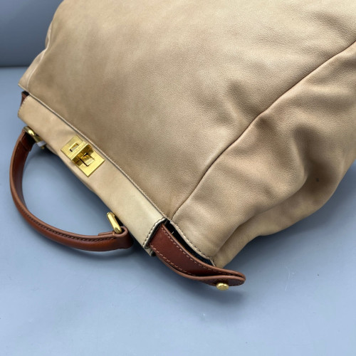 Fendi Peekaboo Iconic Large Calfskin Khaki Brown