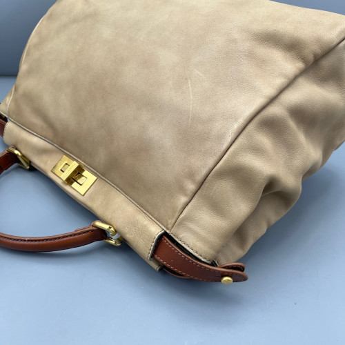 Fendi Peekaboo Iconic Large Calfskin Khaki Brown