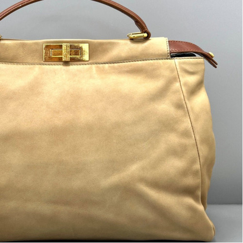 Fendi Peekaboo Iconic Large Calfskin Khaki Brown