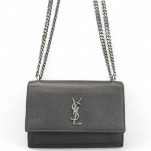 Yves Saint Laurent Medium Sunset Grained Calfskin Grey