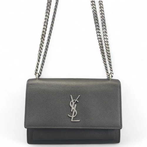 Yves Saint Laurent Medium Sunset Grained Calfskin Grey