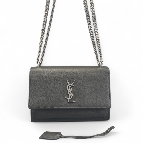 Yves Saint Laurent Medium Sunset Grained Calfskin Grey