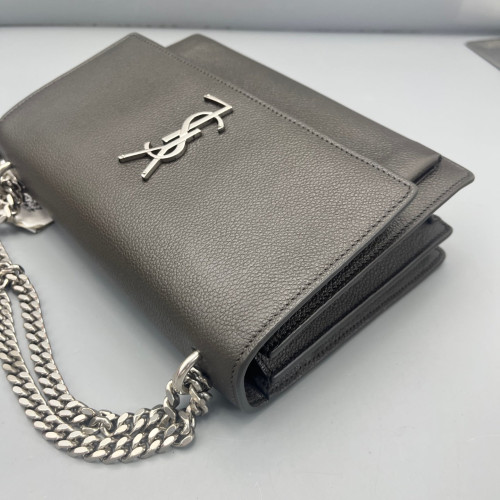 Yves Saint Laurent Medium Sunset Grained Calfskin Grey