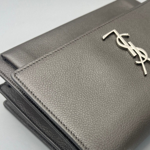 Yves Saint Laurent Medium Sunset Grained Calfskin Grey