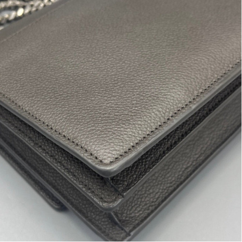 Yves Saint Laurent Medium Sunset Grained Calfskin Grey