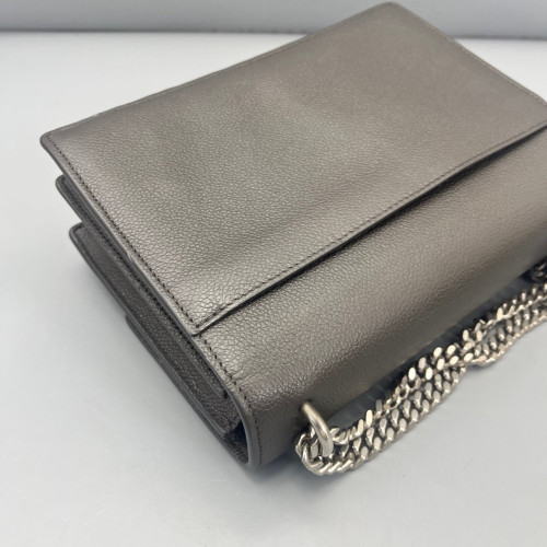 Yves Saint Laurent Medium Sunset Grained Calfskin Grey