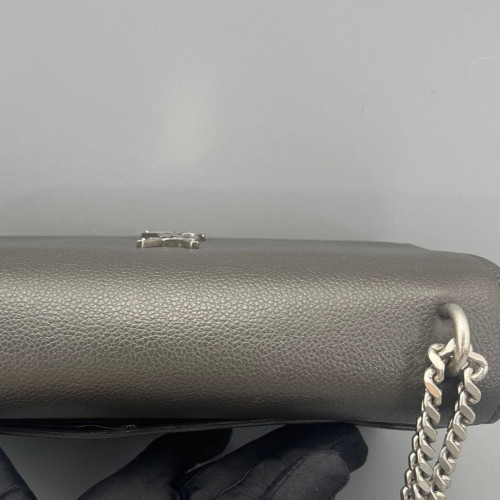 Yves Saint Laurent Medium Sunset Grained Calfskin Grey