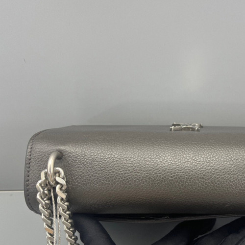 Yves Saint Laurent Medium Sunset Grained Calfskin Grey