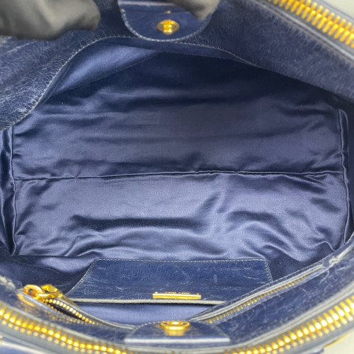 Miu Miu Boston Bag Pull Up Leather Dark Blue