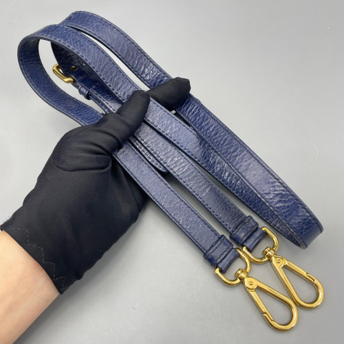 Miu Miu Boston Bag Pull Up Leather Dark Blue