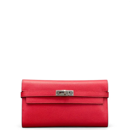 Hermes Medium Kelly Wallet Epsom 54 Rouge Garance