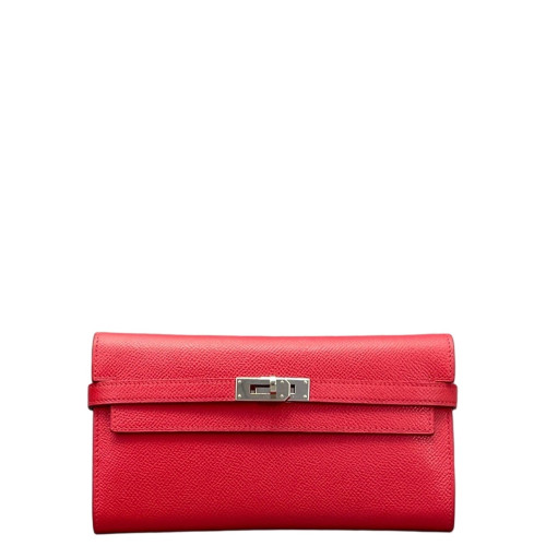 Hermes Medium Kelly Wallet Epsom 54 Rouge Garance