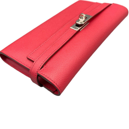 Hermes Medium Kelly Wallet Epsom 54 Rouge Garance