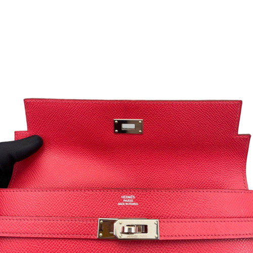Hermes Medium Kelly Wallet Epsom 54 Rouge Garance