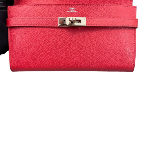 Hermes Medium Kelly Wallet Epsom 54 Rouge Garance