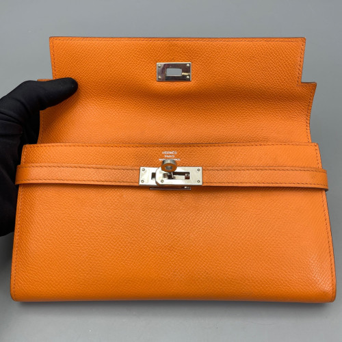 Hermes Kelly Longue Wallet Epsom 93 Orange