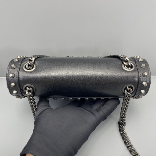 Prada Studded Shoulder Bag Calfskin Black