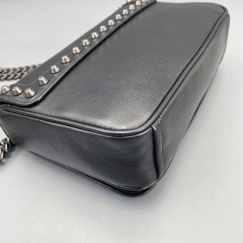 Prada Studded Shoulder Bag Calfskin Black