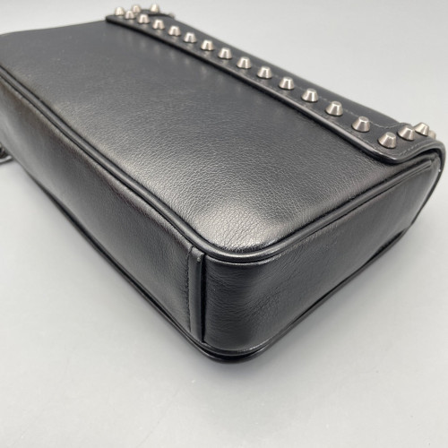 Prada Studded Shoulder Bag Calfskin Black
