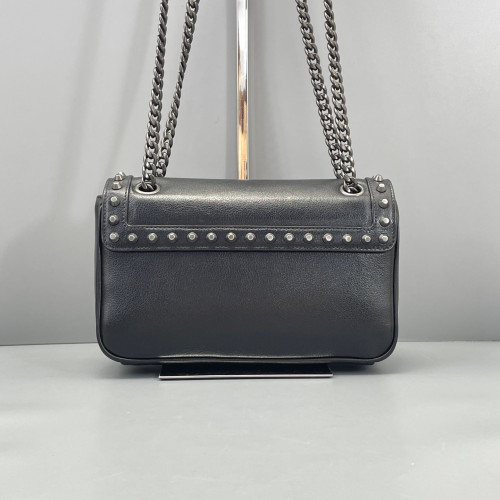 Prada Studded Shoulder Bag Calfskin Black