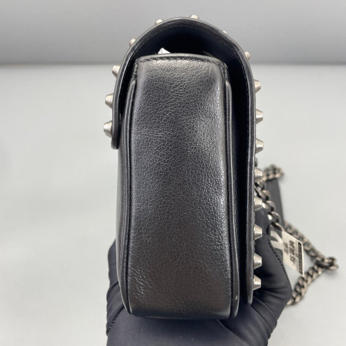Prada Studded Shoulder Bag Calfskin Black