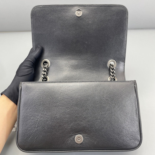 Prada Studded Shoulder Bag Calfskin Black