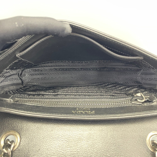 Prada Studded Shoulder Bag Calfskin Black