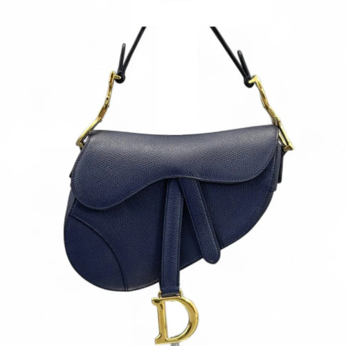 Dior Small Saddle Bag Calfskin Grained Calfskin Dark Blue