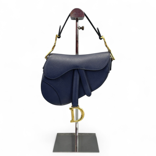 Dior Small Saddle Bag Calfskin Grained Calfskin Dark Blue