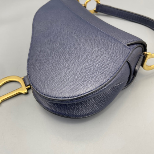Dior Small Saddle Bag Calfskin Grained Calfskin Dark Blue