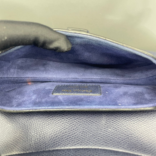 Dior Small Saddle Bag Calfskin Grained Calfskin Dark Blue