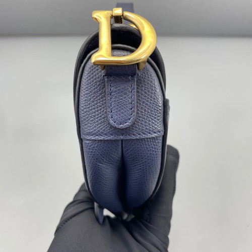 Dior Small Saddle Bag Calfskin Grained Calfskin Dark Blue