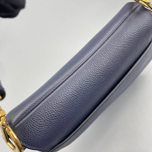 Dior Small Saddle Bag Calfskin Grained Calfskin Dark Blue