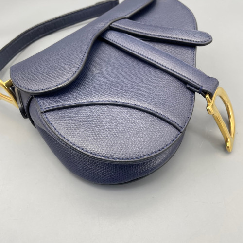 Dior Small Saddle Bag Calfskin Grained Calfskin Dark Blue
