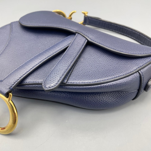 Dior Small Saddle Bag Calfskin Grained Calfskin Dark Blue