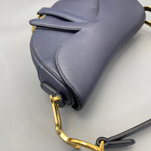 Dior Small Saddle Bag Calfskin Grained Calfskin Dark Blue