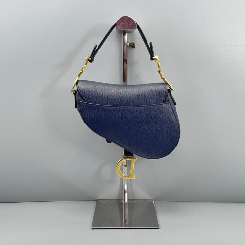 Dior Small Saddle Bag Calfskin Grained Calfskin Dark Blue