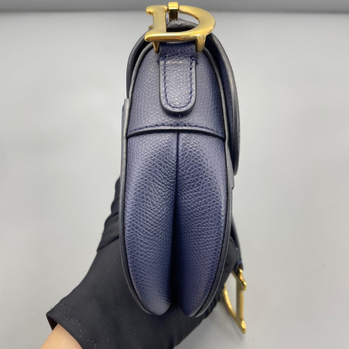 Dior Small Saddle Bag Calfskin Grained Calfskin Dark Blue