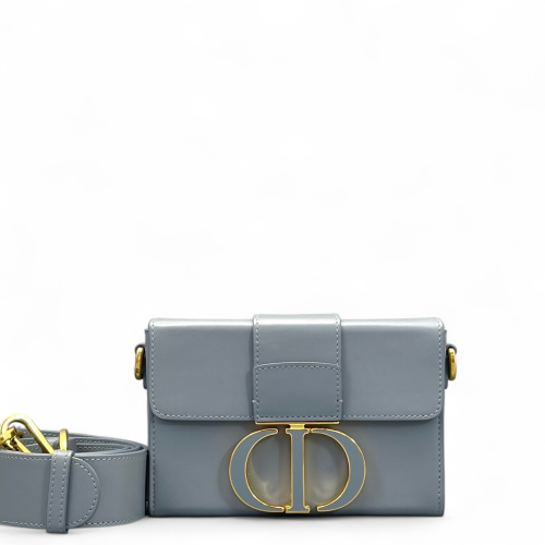 Dior 30 Montaigne Mini Box Bag Calfskin Dusty Blue