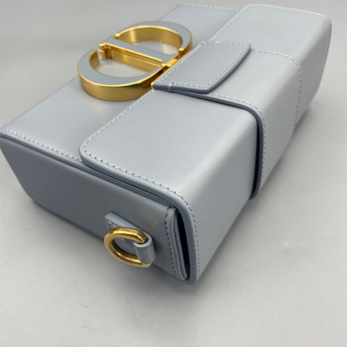 Dior 30 Montaigne Mini Box Bag Calfskin Dusty Blue