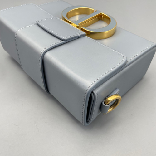 Dior 30 Montaigne Mini Box Bag Calfskin Dusty Blue