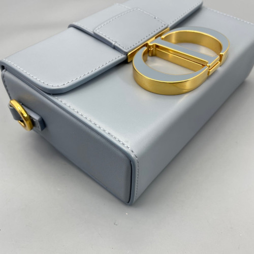 Dior 30 Montaigne Mini Box Bag Calfskin Dusty Blue