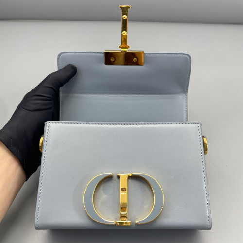 Dior 30 Montaigne Mini Box Bag Calfskin Dusty Blue
