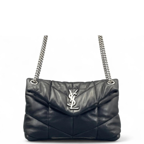 Yves Saint Laurent Small Loulou Puffer Chain Soft Calfskin Black